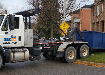 JunkGTA pickup of rented dumpster bin after job completion